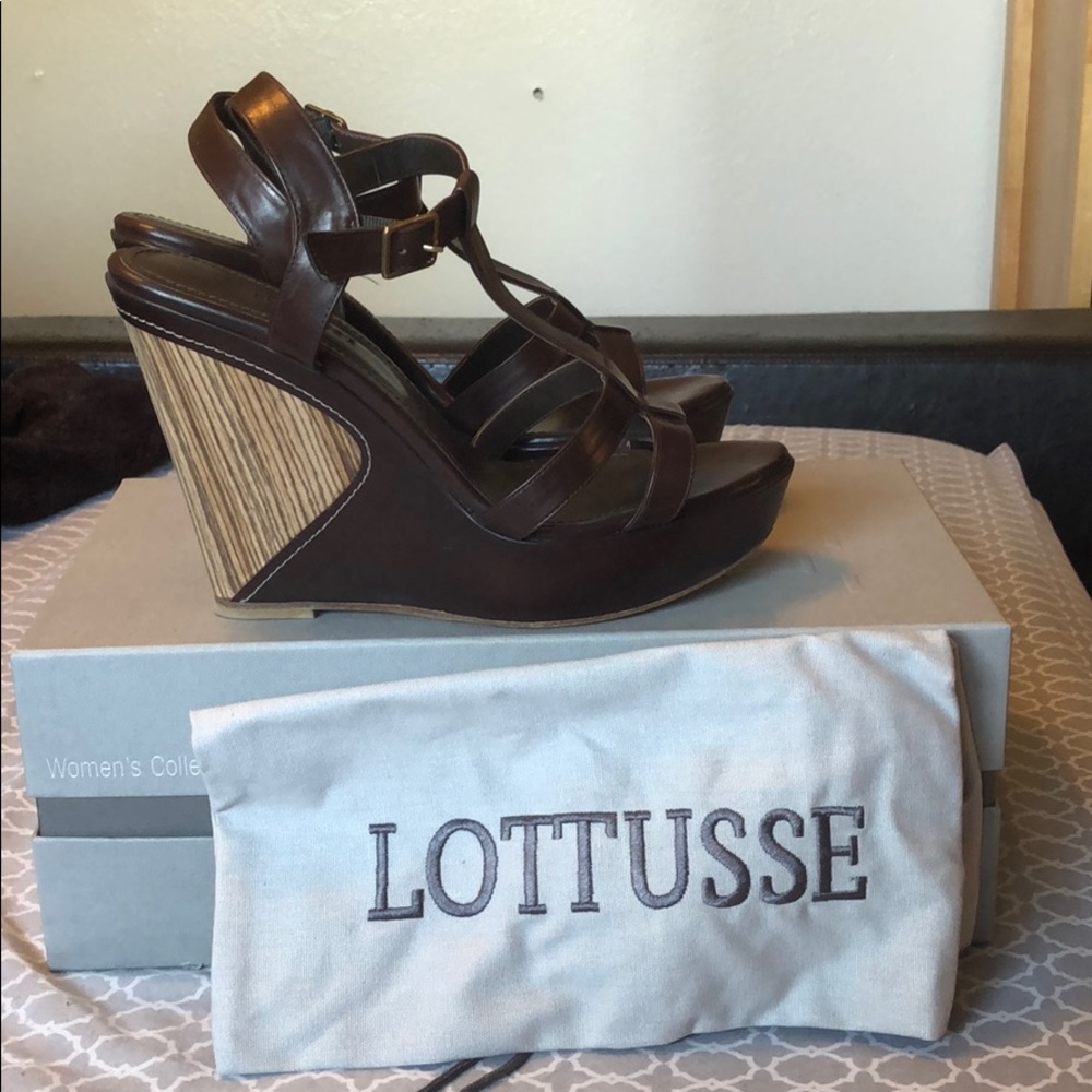 Lottusse Moka Brown Leather Wedges size 40